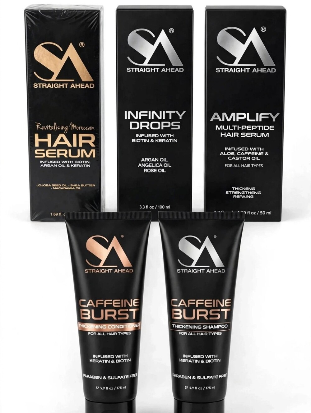 Caffeine Burst Thickening Shampoo - Black with Rose Gold Accents